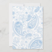 Classy Blue Glitter Paisley Floral White Pattern Kaart (Achterkant)