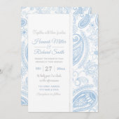 Classy Blue Glitter Paisley Floral White Pattern Kaart (Voorkant / Achterkant)