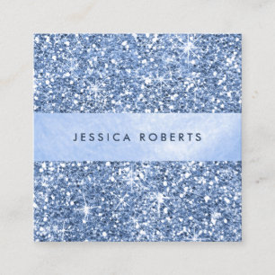 Classy Blue Glitter Patroon Glamoureus Vierkante Visitekaartje