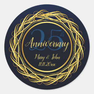 Classy Blue Gold Royal Jubileum Luxury Ronde Sticker