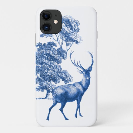 Classy  Blue Toile Deer in Forest Case-Mate iPhone Case (Achterkant)