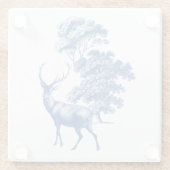 Classy  Blue Toile Deer in Forest Glazen Onderzetter (Achterkant)