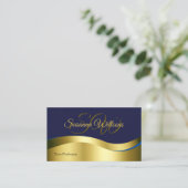 Classy Blue Wavy Gold Decor met Initialen Foto Visitekaartje (Staand voorkant)