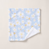Classy Blue White Daisy Flowers Bad Handdoek (Wasdoekje)