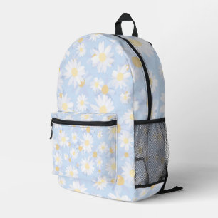Classy Blue White Daisy Flowers Bedrukte Rugzak