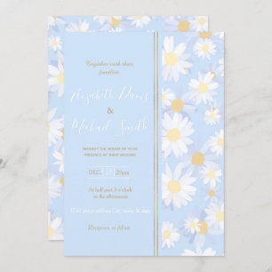 Classy Blue White Daisy Flowers Kaart