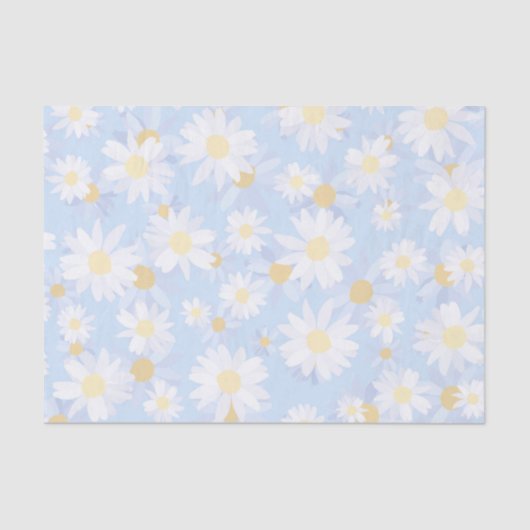 Classy Blue White Daisy Flowers Tissuepapier (Voorkant)