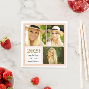 Classy Blush en Gold Personalized Afstuderen Servet