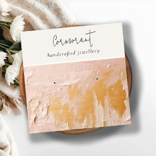 Classy Blush Gold Oil Paint Texture Oorbel Houder Vierkante Visitekaartje