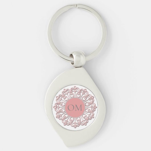 Classy Blush Pink Mandala OM Sleutelhanger (Voorkant)