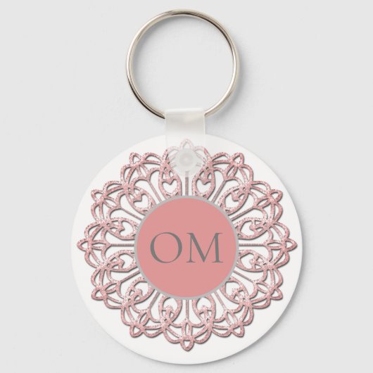 Classy Blush Pink Mandala OM Sleutelhanger (Voorkant)