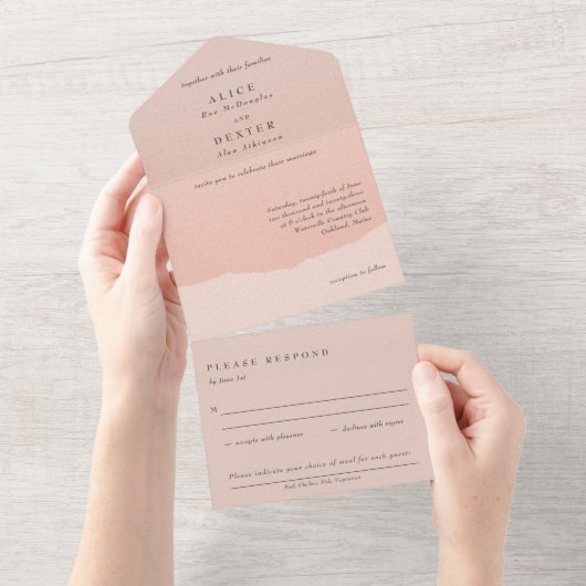Classy Blush Roos Weddenschap in één uitnodiging (Afscheurbaar)