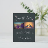 Classy Boho Chic Floral Navy Aankondigingskaart (Staand voorkant)