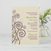 Classy Boho Paarse Spirals Bat/Bar Mitvah Invite Kaart (Staand voorkant)
