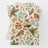 Classy Botanical Holly Floral Art Pattern Inpakpapier Vel (In situ)