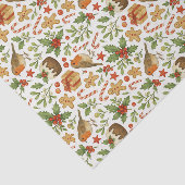 Classy Botanical Holly Floral Art Pattern Tissuepapier (Detail)