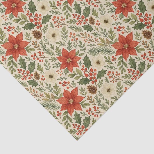Classy Botanical Poinsettia Floral Art Pattern Tissuepapier (Detail)