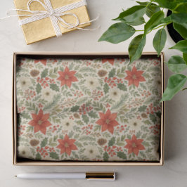 Classy Botanical Poinsettia Floral Art Pattern Tissuepapier