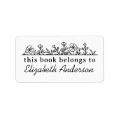 Classy Botanische Bloemen Script Bibliotheek Bookp Etiket (Voorkant)
