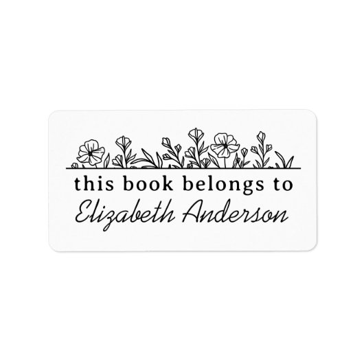 Classy Botanische Bloemen Script Bibliotheek Bookp Etiket (Voorkant)