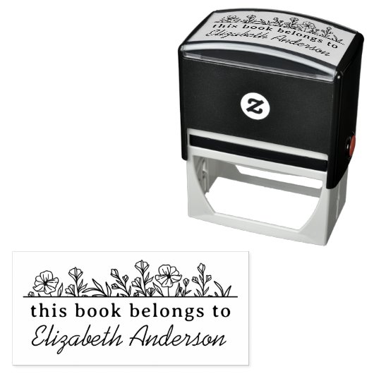 Classy Botanische Bloemen Script Bibliotheek Bookp Zelfinktende Stempel (In situ)