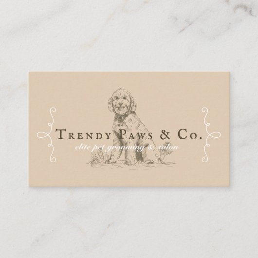 Classy Boutique Style Pet Salon Goldendole Dog Visitekaartje (Voorkant)
