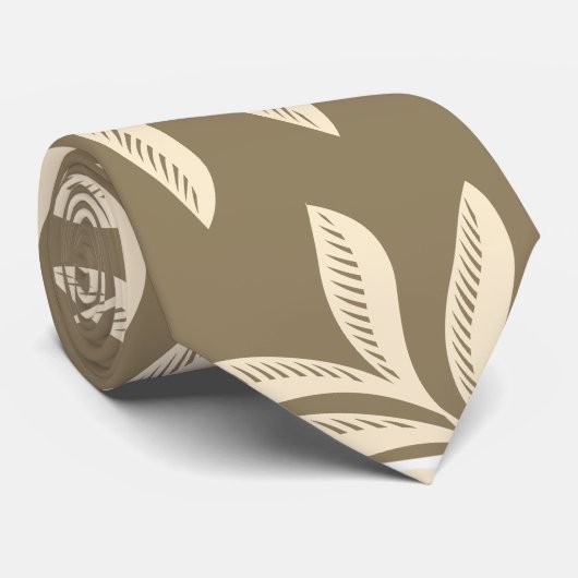 Classy Brown en Beige bladeren Mannen van het olie Stropdas (Opgerold)