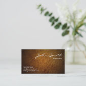 Classy Brown Leather Hairdresser Visitekaartje (Staand voorkant)