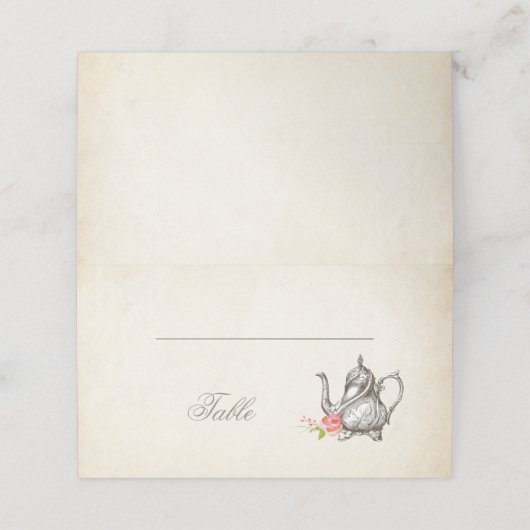 Classy  bruids Tea Party Place Cards (Buitenkant ongevouwen)