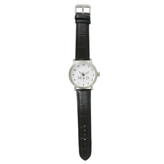 Classy bruiloft horloges met aangepaste monogram (Vlak)