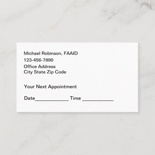 Classy budget tandheelkundige implantaat afspraakk visitekaartje (Achterkant)