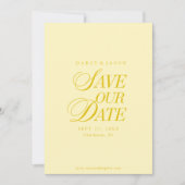 Classy Butter Yellow Elegant Save the Date Card (Voorkant)