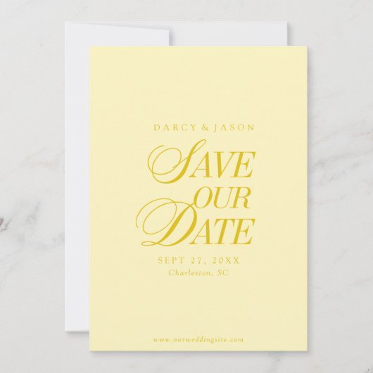 Classy Butter Yellow Elegant Save the Date Card (Devant)