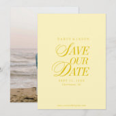 Classy Butter Yellow Elegant Save the Date Card (Devant / Derrière)