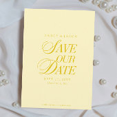 Classy Butter Yellow Elegant Save the Date Card