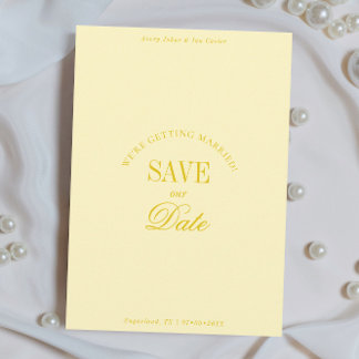 Classy Butter Yellow Elegant Save the Date Card