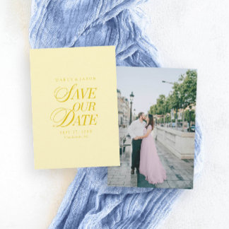 Classy Butter Yellow Elegant Save the Date Card