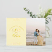 Classy Butter Yellow Elegant Save the Date Card (Staand voorkant)