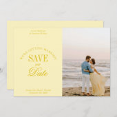 Classy Butter Yellow Elegant Save the Date Card (Voorkant / Achterkant)