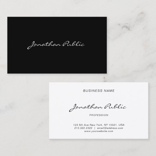 Classy Calligraphic Script Simple Design Sjabloon Visitekaartje (Voorkant / Achterkant)