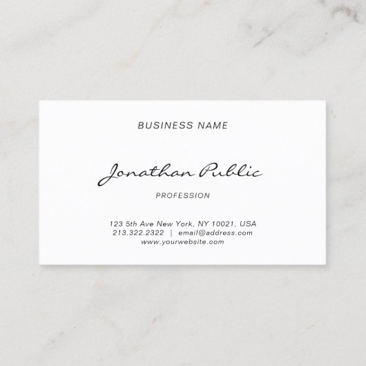 Classy Calligraphic Script Simple Design Sjabloon Visitekaartje (Achterkant)
