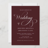 Classy Calligraphy Burgundy All in One Wedding Kaart (Voorkant)