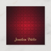 Classy Calligraphy Script Name Elegant Red Damask Vierkante Visitekaartje (Voorkant)