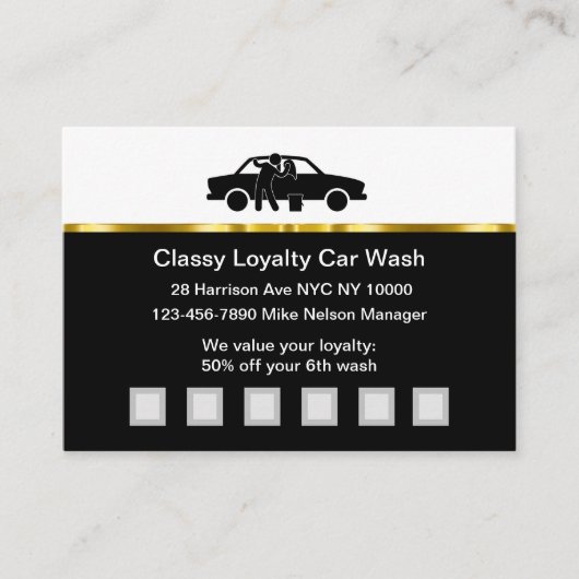 Classy Car Wash Kaarten voor klantenbeloningen Klantenkaartje (Voorkant)