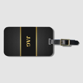 Classy Carbon Black & Gold Monogrammed Bagagelabel