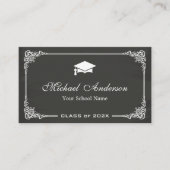 Classy Chalkboard Black White Afstuderen student Contactkaartje (Voorkant)