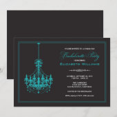 Classy Chandelier Bachelorette Invitation (aqua) Kaart (Voorkant / Achterkant)