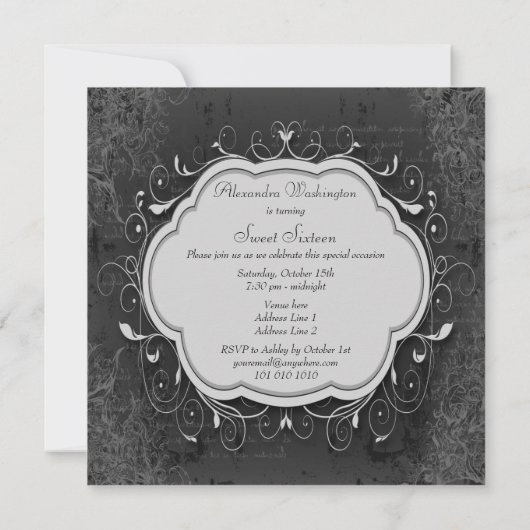 Classy  Chandelier Ornament Sweet 16 Kaart (Achterkant)