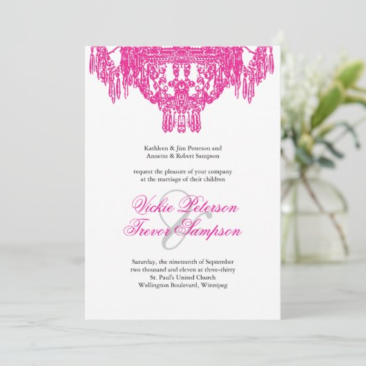 Classy Chandelier Wedding Invitations Kaart (Staand voorkant)