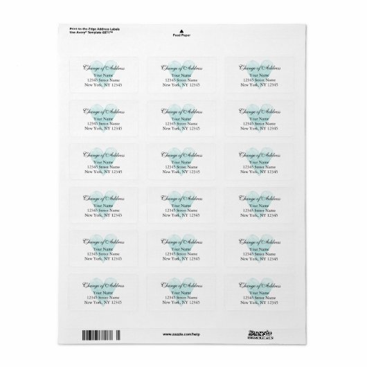 Classy change of adresetiketten for new home etiket (Full Sheet)